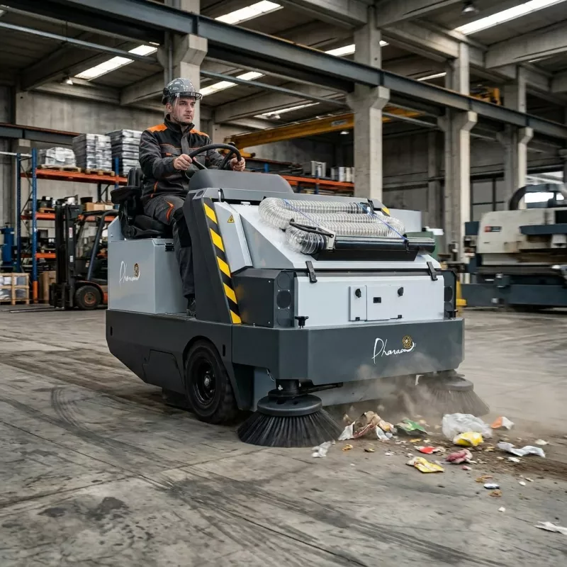 MAX1700D : balayeuse diesel haut rendement pour nettoyage des grandes surfaces.