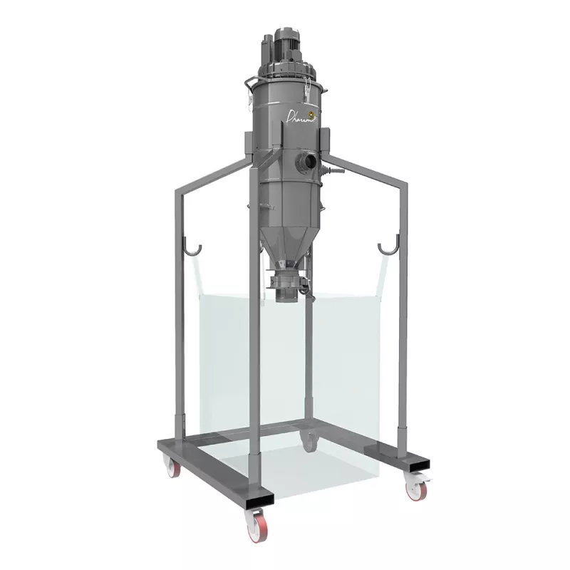 SILOVAC 100T : Unité d'aspiration triphasée performante avec vidange direct dans un big-bag.